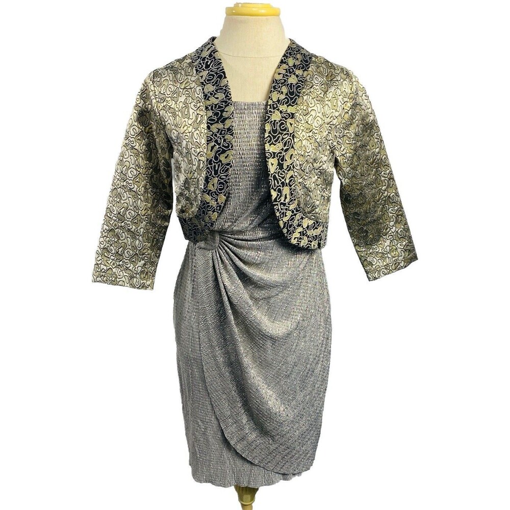 Connected Petite Women Shine Dress And Bolero Jacket Size 8P